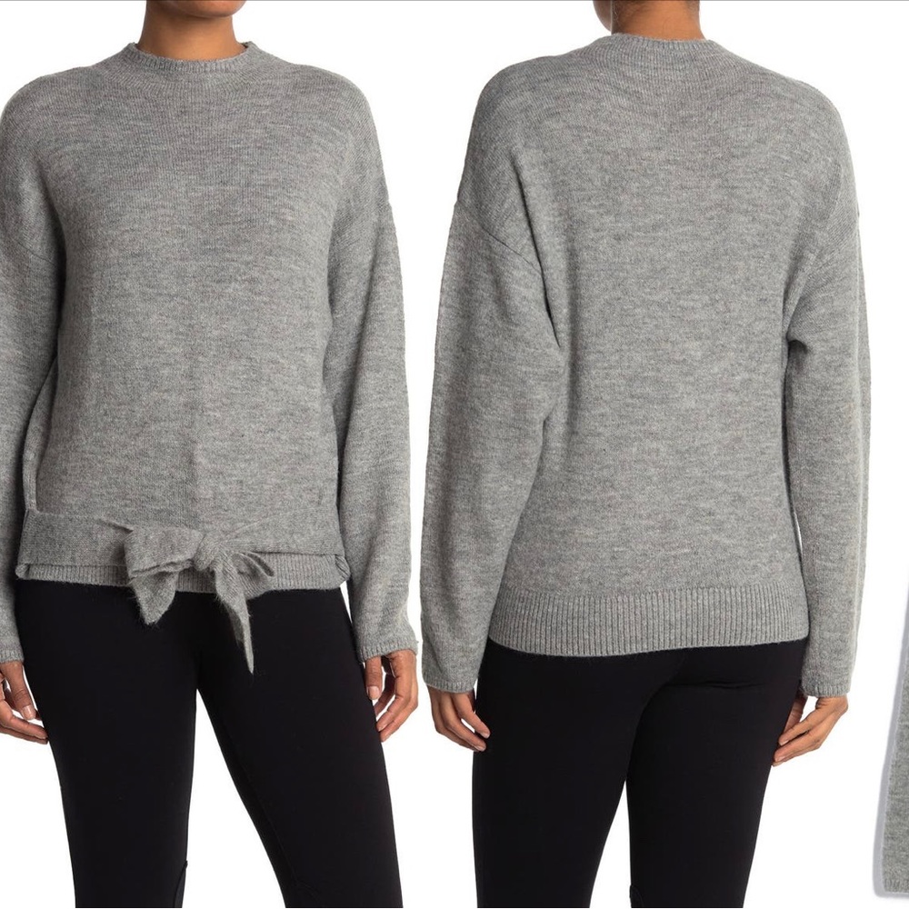 WAYF Mock Neck Waist Tie Sweater